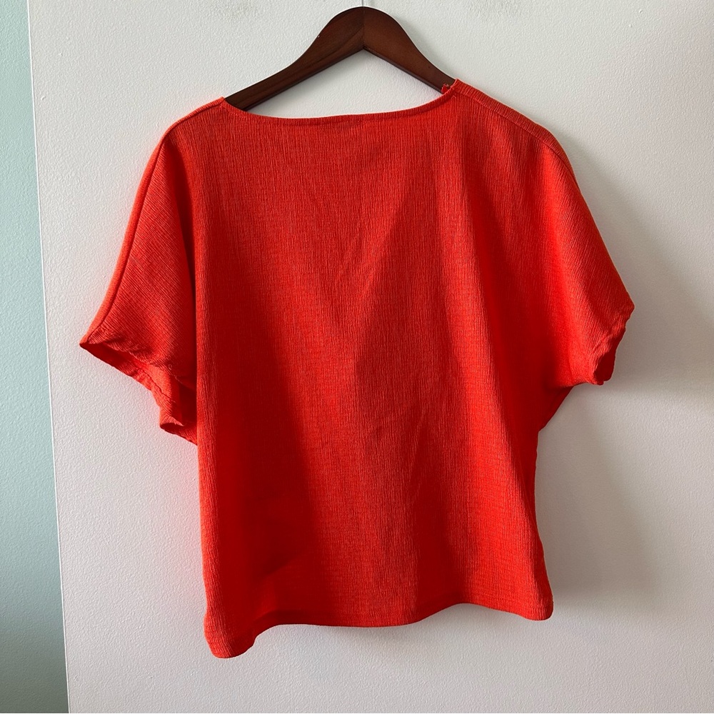 Zara bright red twist top blouse shirt - Picture 2 of 5